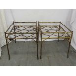 Pair of rectangular simulated bamboo gilt metal side tables