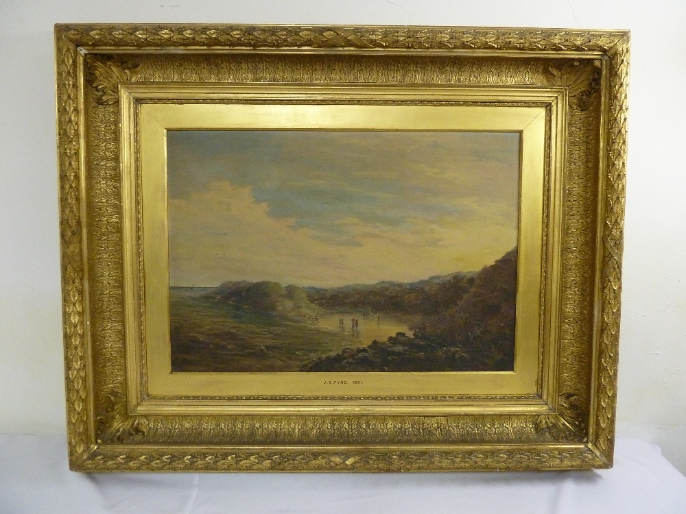 J.B. Pyne framed oil on canvas of a seaside scene, signed bottom right, 50.5 x 73.5cm