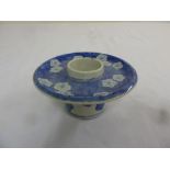 Chinese blue and white inkwell of circular form on tubular base