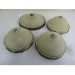 Set of four Art Deco style frosted glass and metal ceiling lights