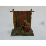 Austrian cold painted bronze of a snake charmer, stamped to the base A/F