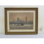 Keith Burtonshaw framed oil on board of the Thames at Westminster signed bottom right, 31.5 x 44cm