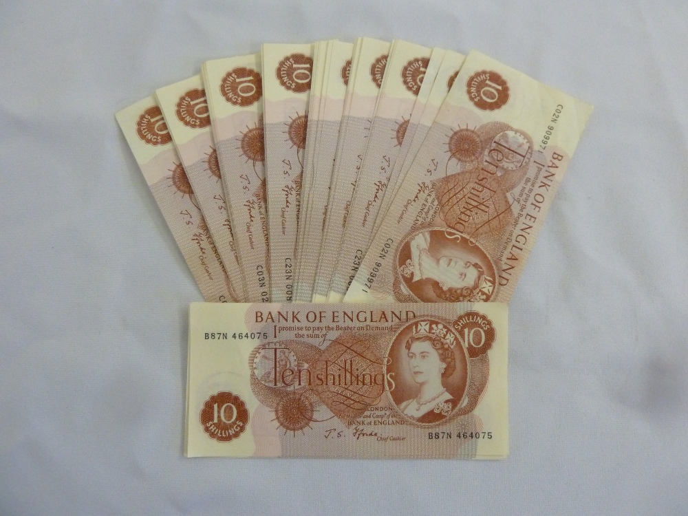A quantity of unused Ten Shilling notes, approx 48