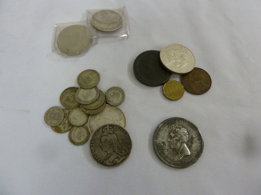 A quantity of English coins to include 1890 five shilling, 1889 four shilling 1890 four shilling,