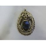 Chinese white metal and rock crystal pendant