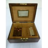 A Victorian rectangular rosewood humidor to include cigars