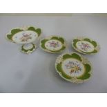 Nymphenburg porcelain fruit set to include fruit stand and three plates, all hand painted, marks