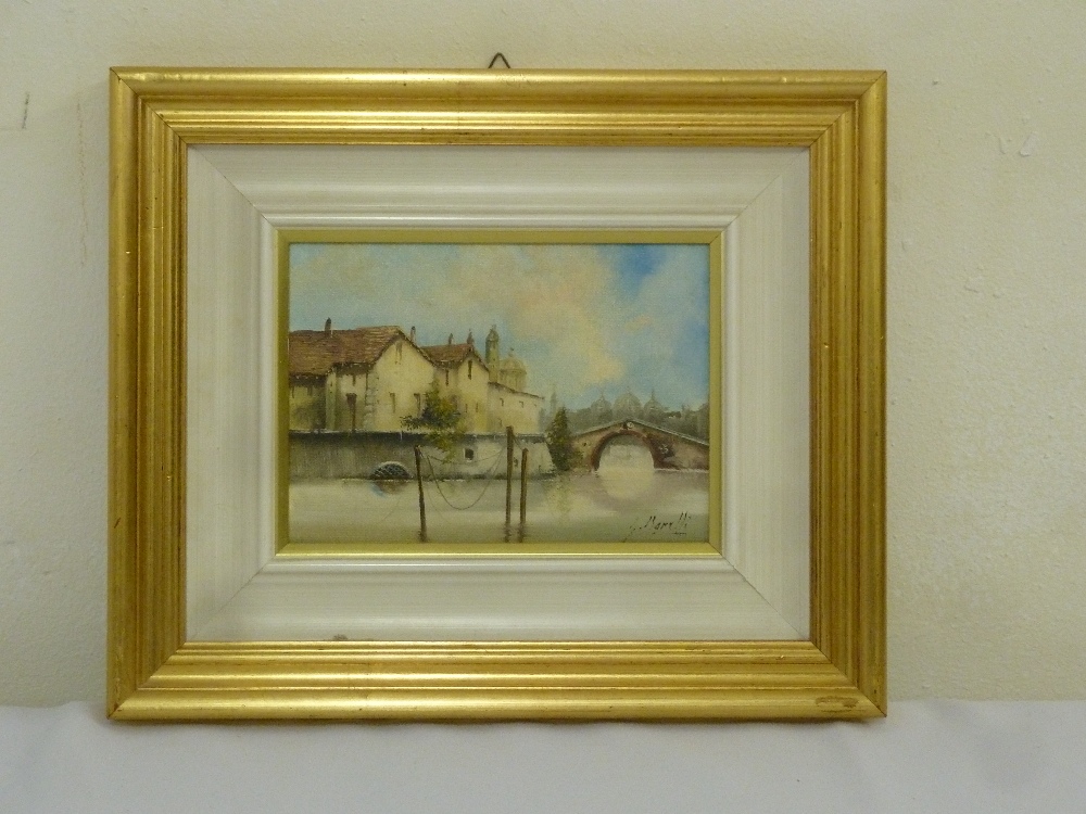 G. Morelli oil on canvas of a Venentian canal, signed bottom right, 12 x 16.5cm