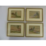 Ada C. Smith four framed and glazed watercolours of country landscapes, signed, 12 x 16.5cm