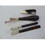 A quantity of tortoiseshell and horn to include a page turner and letter opener (4)