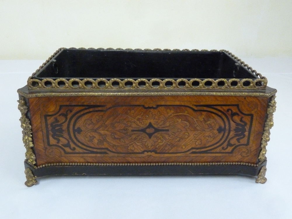 French gilt metal and inlaid wood rectangular jardiniŠre