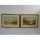 A pair of framed and glazed watercolours of scenes of the Lake District, 33.5 x 52.5cm