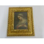 A 19th century Italian portrait of a lady in ornate gilt frame, 25 x 18cm