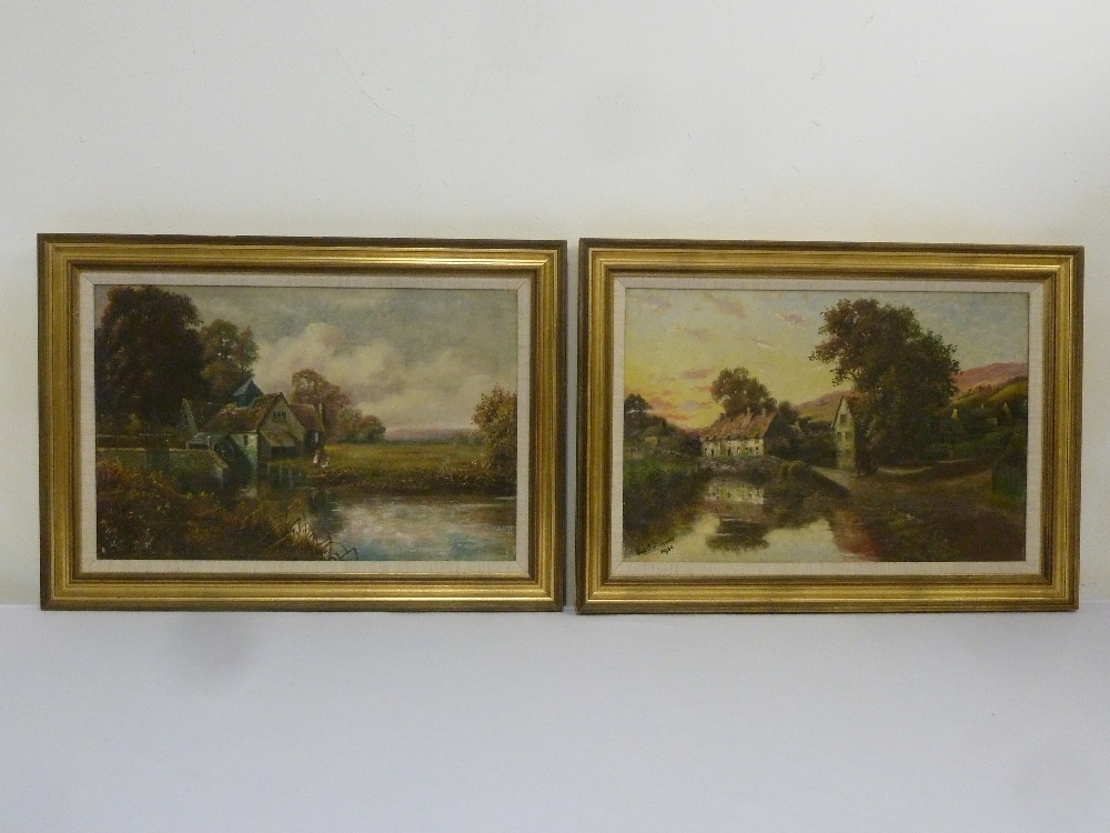 Fred Chollacombe two oils on canvas of country scenes, signed bottom left, 29.5 x 45cm