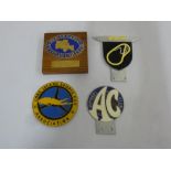 Four enamel motoring badges to include Brooklands and Monte Carlo Veteran Car Club (4)