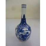 Chinese 19th century blue and white vase decorated with landscapes and flowers