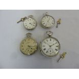 Four open face pocket watches to include three silver mounted and a Junghans silver plated watch