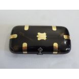 Tortoiseshell cigar case with gold strap work and silver clasp