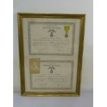 Framed and glazed French Medal Militaire for George Auguste Casimir Leblanc, 64.5 x 46.5cm