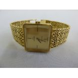 Omega 18ct gold ladies wristwatch with integral bracelet, approx 68.4g