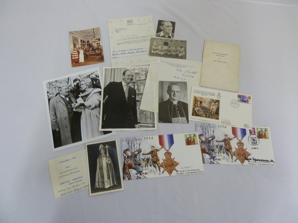 A quantity of signed photographs and ephemera to include sporting, religious, military and film