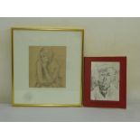 Henryk Gotlib pencil drawing framed and glazed, Pensive Woman, to include original provenance