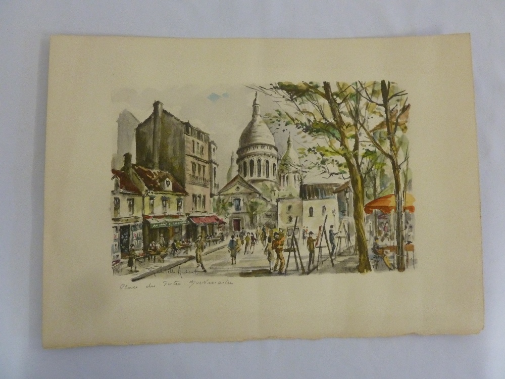 Watercolour of Place du Terte, Montemarte Paris, signed bottom left, 20.5 x 31cm