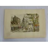 Watercolour of Place du Terte, Montemarte Paris, signed bottom left, 20.5 x 31cm