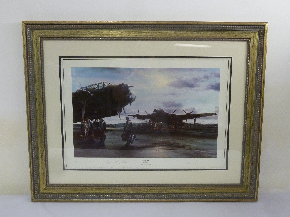 Robert Taylor limited edition lithographic print 308/850 titled Bombers Moon, signed by the crew,