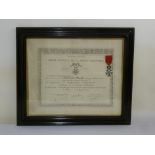 Framed and glazed Republique Francaise Order National de la legion D'Honneur for Andre Van den