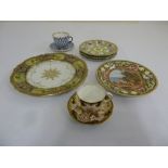 A quantity of decorative porcelain to include a Vienna plate, two cups and saucers and four plates