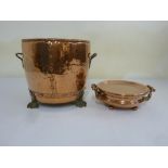 Copper food plate warmer and a copper coal scuttle