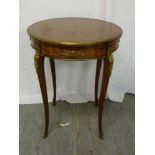 French style circular inlaid occasional table on four cabriole legs