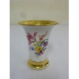 Meissen vase decorated with flowers and a gilded rim