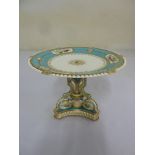 Victorian porcelain cake stand on raised base, kite marks to the base
