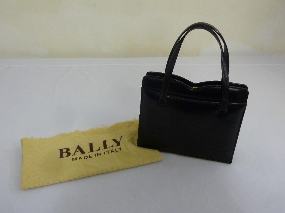 Bally 1950s black leather ladies handbag