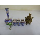 A quantity of Oriental and Middle Eastern cloisonn‚ and enamel to include a potpourri holder, a