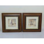 T. Moore a pair of framed and glazed watercolours of sailing boats, 12.5 x 12.5cm