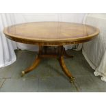 Bevan-Funnel Santos circular mahogany dining table and eight matching chairs with leather seats