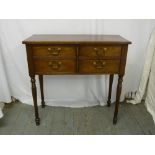 Victorian style mahogany cutlery cabinet with four drawers, swing handles on four turned legs