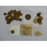 A quantity of English coins to include 1848 1d (f) and Henry II 1d