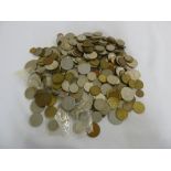 A quantity of foreign coins to include silver and older coins, approx 2kg