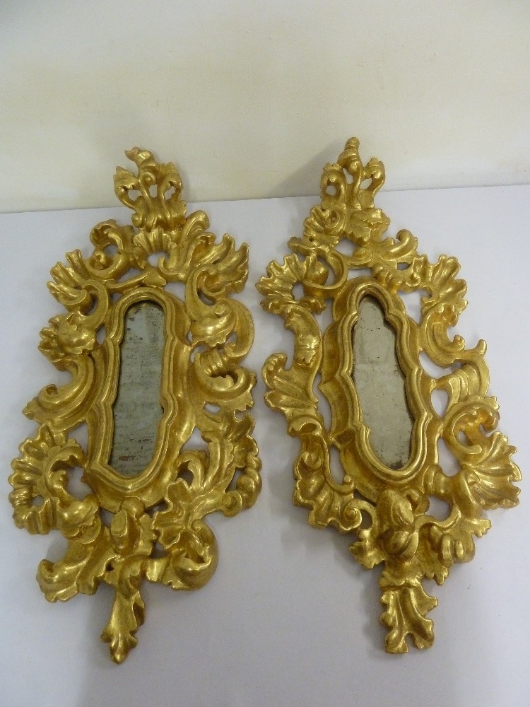 Two Italian gilt wood wall mirrors in the Rococo style