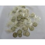 A quantity of pre 1947 silver coins to include shillings and 3d