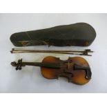 Copy of Antonio Stradivarius violin in fitted case with two bows A/F