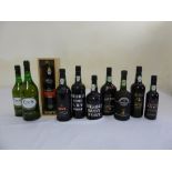 A quantity of port and sherry to include Dows, Sandeman, Mendiz, Potters, Crofts (10)