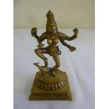 Indian brass figurine of a Goddess on raised rectangular plinth