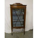 Edwardian rectangular glazed display cabinet on four tapering legs