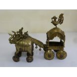 A model of an Indian brass elephant and carriage