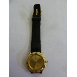 Piaget 18ct gold gentlemans wristwatch with leather Piaget bracelet